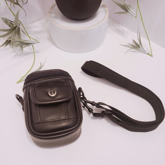 Icon Black Faux Leather Vintage Digital Camera Pouch - Picture 4 of 15